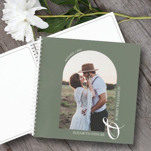 Modern Photo Arch Sage Green Wedding Guest Book