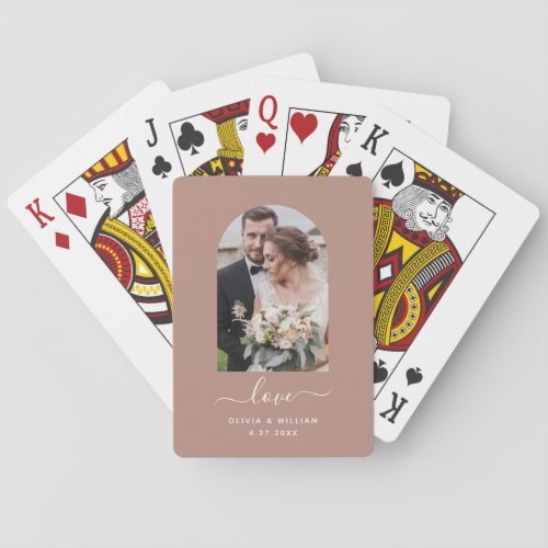 Modern Photo Arch  Terracotta Love Poker Cards