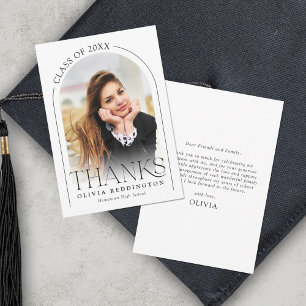 Modern Photo Arch Typography Graduation Thank You Card
