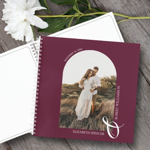 Modern Photo Arch Wedding Burgundy Spiral Guest Bo Notebook