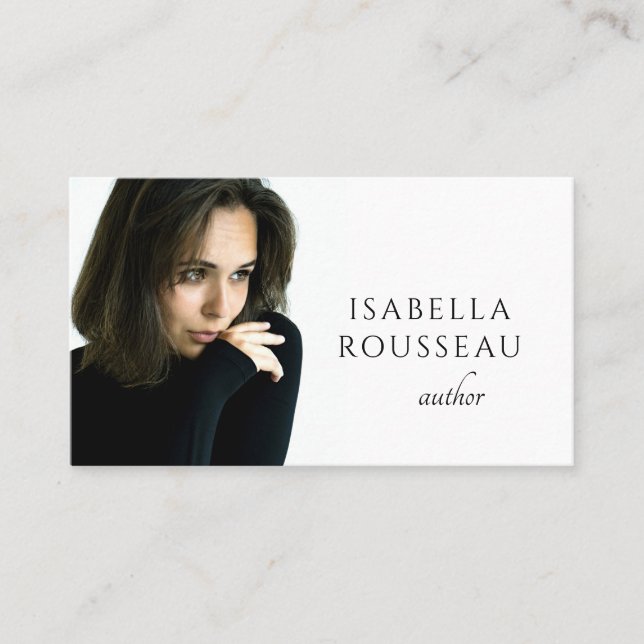 Modern Photo Author Writer Business Card (Front)