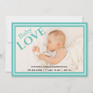 Modern Photo Baby Love Stats Name Birth Announcement
