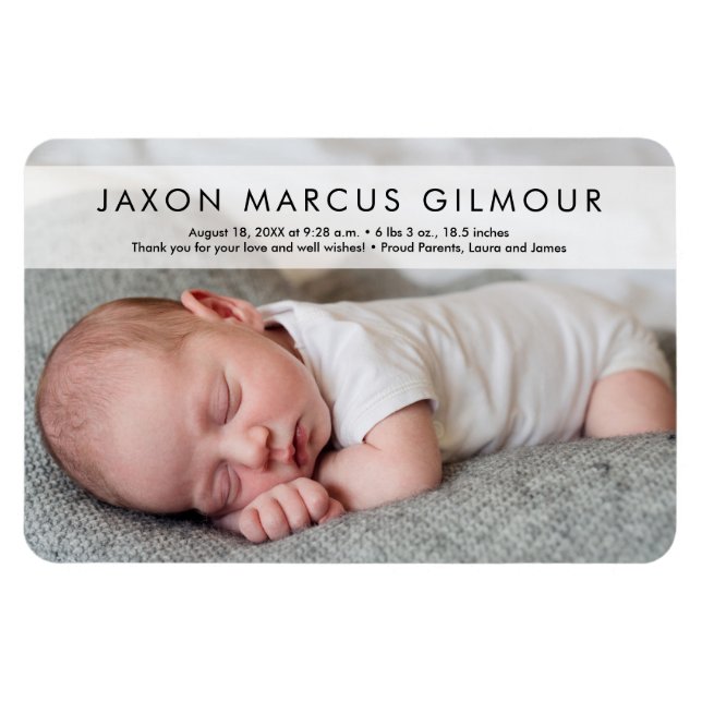 Modern Photo Baby Name Stat Newborn baby fridge Magnet (Horizontal)
