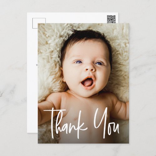 Modern Photo Baby Thank you Birth announcement Postcard