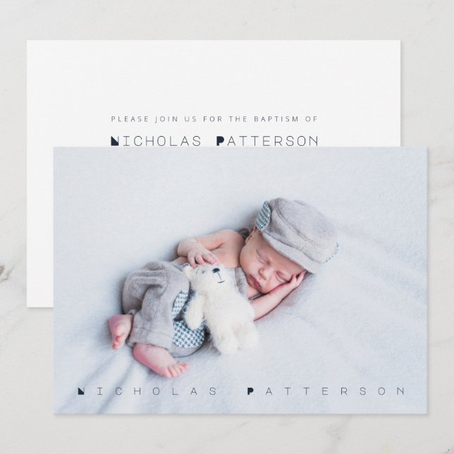 Modern Photo Baptism Party Invitation (Front/Back)
