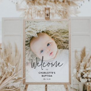 Modern Photo Baptism Welcome Sign