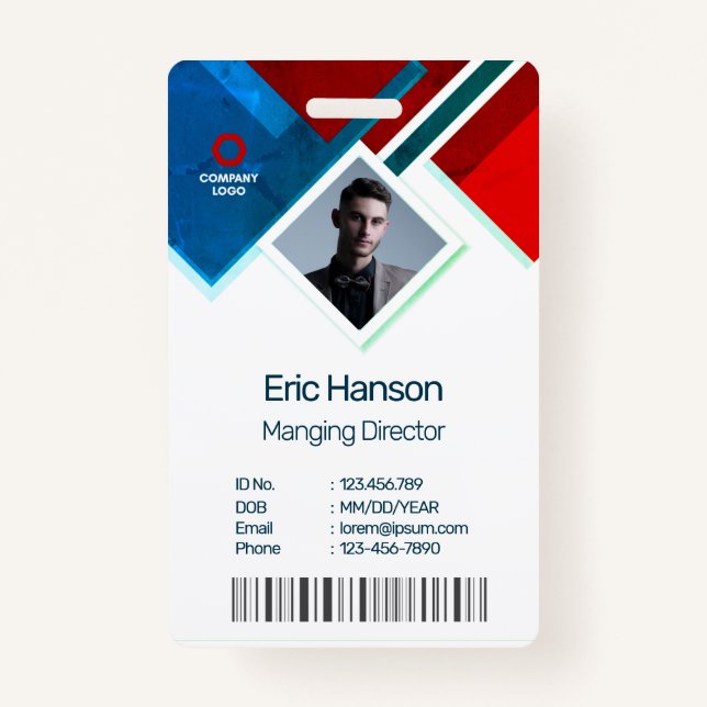 Modern Photo, Bar Code, QR, Name Badge (Front)