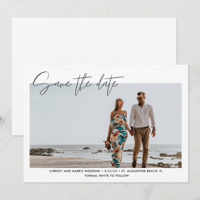 Modern Photo Beach Wedding Save the Date (Front/Back)