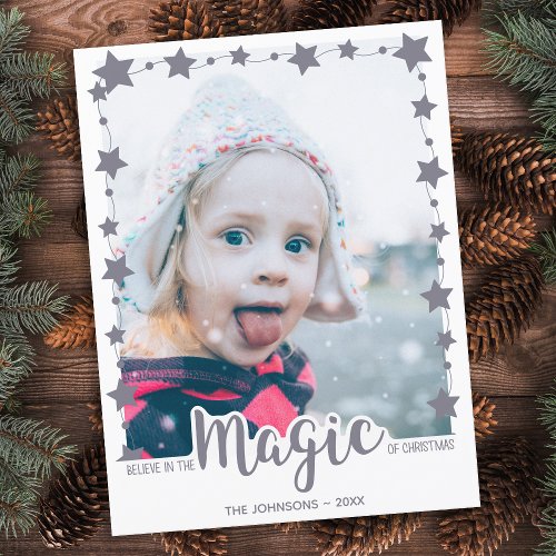 Modern Photo Believe in the Magic of Christmas Holiday Postcard