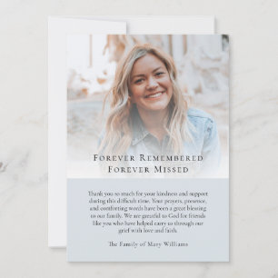 Modern Photo Bereavement Sympathy Funeral Memorial Thank You Card