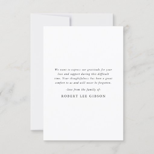 Modern Photo Bereavement Sympathy Funeral Memorial Thank You Card Zazzle 5041