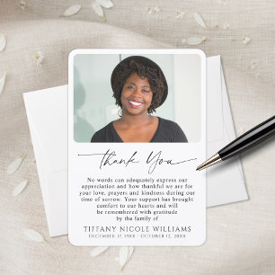 Modern Photo Bereavement Sympathy Funeral Photo Thank You Card