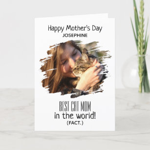 Modern Photo Best Cat Mom (Fact)   Mothers Day Hol Holiday Card