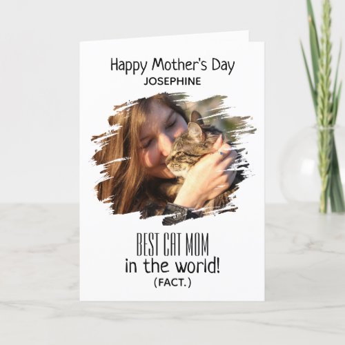 Modern Photo Best Cat Mom Fact  Mothers Day Hol Holiday Card