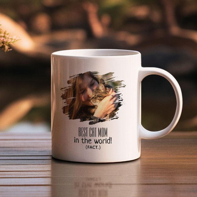 Modern Photo Best Cat Mom (Fact) | Personalized Coffee Mug (Creator Uploaded)