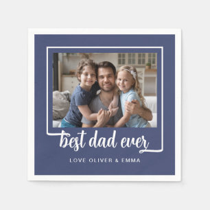 Modern Photo Best Dad Ever Napkins