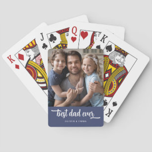 Modern Photo Best Dad Ever Script Poker Cards