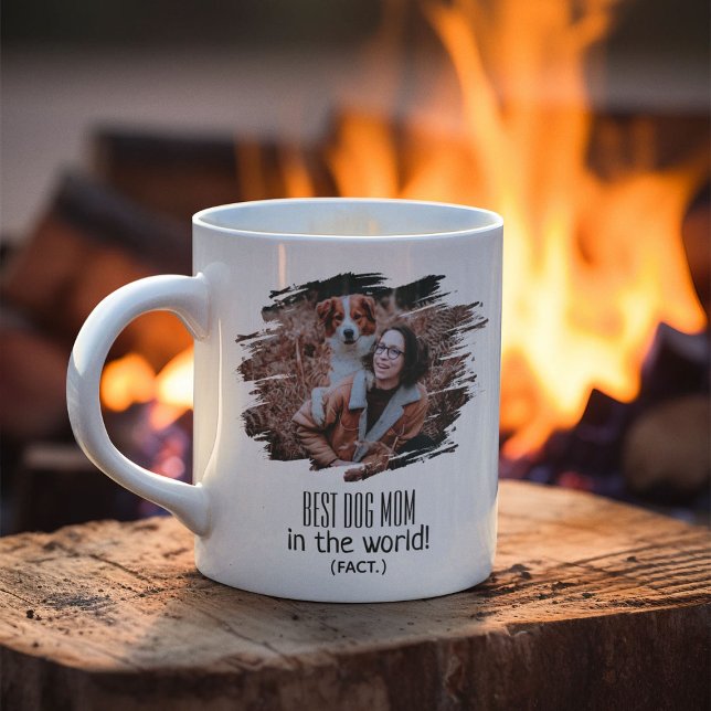 Modern Photo Best Dog Mom (Fact) | Personalized Coffee Mug (Creator Uploaded)