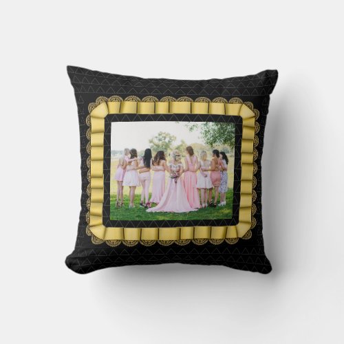 Modern Photo Best Friends Bridal Lace Gold Trendy Throw Pillow