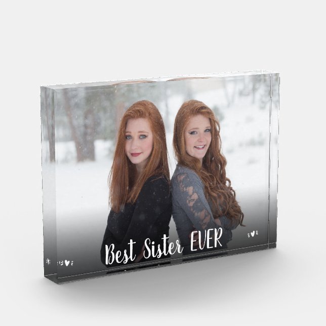 Modern Photo Best Sister Ever Hearts Block (Left)
