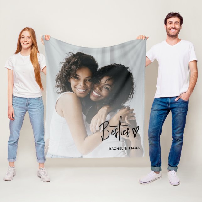 Modern Photo Besties Best Friends Fleece Blanket (In Situ)