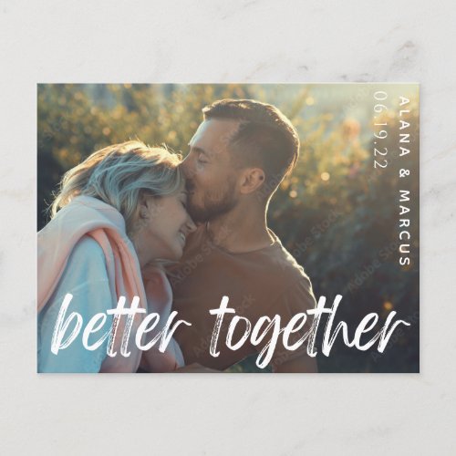 modern photo better together save the date announcement postcard