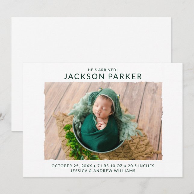 Modern Photo Birth Announcement (Front/Back)