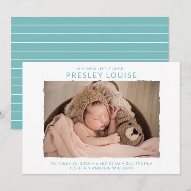Modern Photo Birth Announcement (Front/Back)