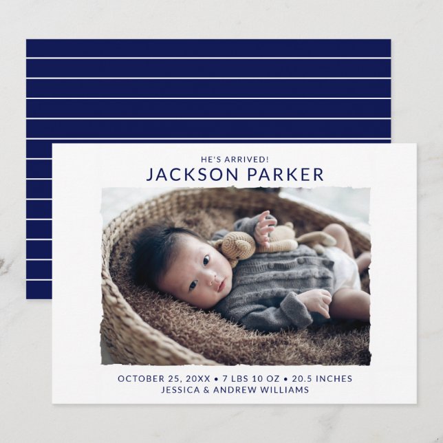 Modern Photo Birth Announcement (Front/Back)