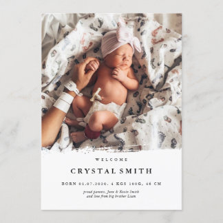 Modern photo birth announcement | baby photo card
