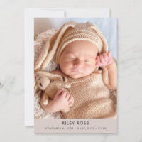 Modern Photo Birth Announcement | Champagne