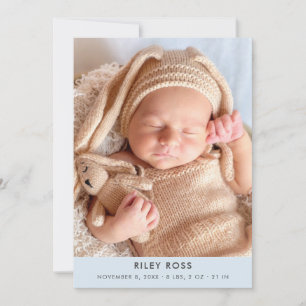 Modern Photo Birth Announcement   Pastel Blue