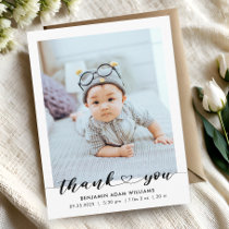 Modern Photo Birth Announcement & Thank You Postcard