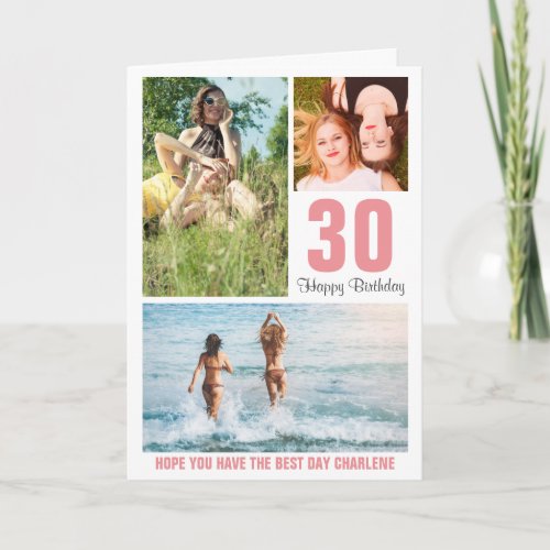 Modern Photo Birthday Card Any Age  Custom Color