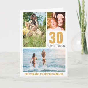Modern Photo Birthday Card Any Age Custom Color