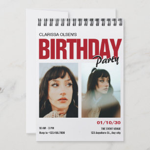 Modern photo birthday invitation