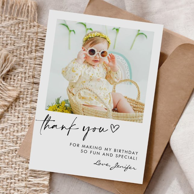 Modern Photo Birthday  Thank You Card (Creator Uploaded)