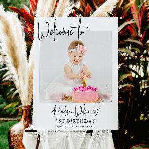Modern Photo Birthday Welcome Sign