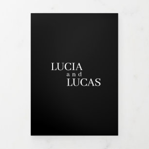 Modern Photo Black And White All-in-One Wedding Tri-Fold Program