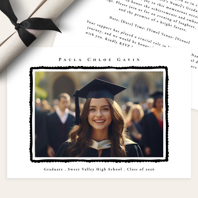 Modern Photo Black Frame Graduation High School Announcement (Creator Uploaded)