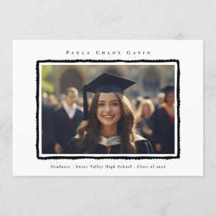 Modern Photo Black Frame Graduation High School Announcement