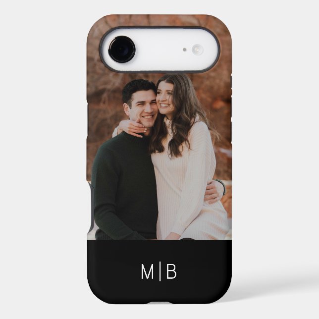 Modern Photo Black Monogram Initials Case-Mate iPhone Case (Back)