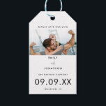 Modern Photo Black Typography Save The Date Gift Tags<br><div class="desc">Simple yet stylish to Invite your guests to save your wedding date with this contemporary design with your favorite photo and simple black text. The word "and" in between your names is in an informal set script, and the rest of the text can be easily personalised on the back too....</div>