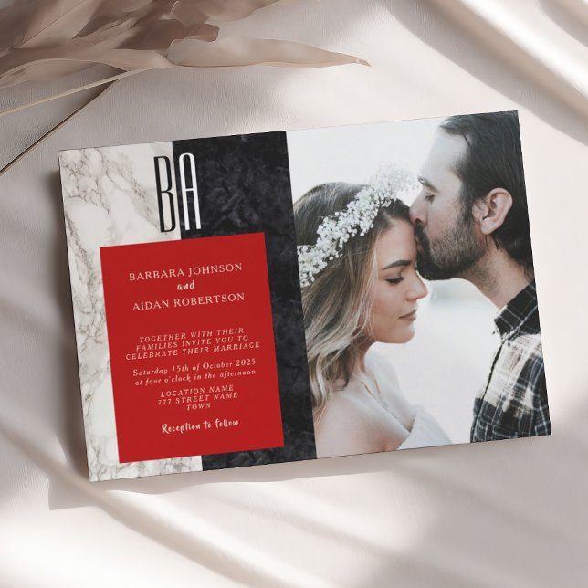 Modern Photo Black White Wedding Invite (Creator Uploaded)
