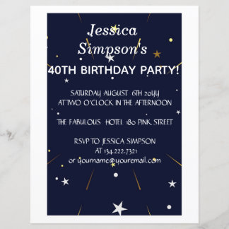 Modern photo blue 40th birthday party | Invitation