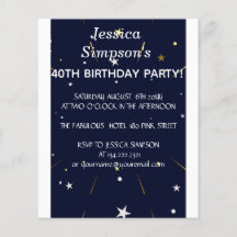 Modern photo blue 40th birthday party | Invitation