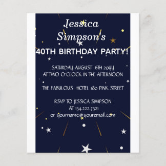 Modern photo blue 40th birthday party | Invitation Flyer