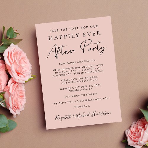 Modern Photo Blush Wedding Reception Save the Date Announcement