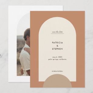 Modern Photo Boho Arch Desert Terracotta Sand Save The Date