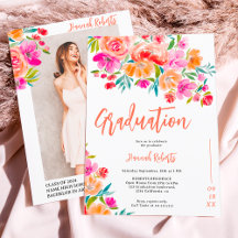 Modern photo Boho orange floral graduation